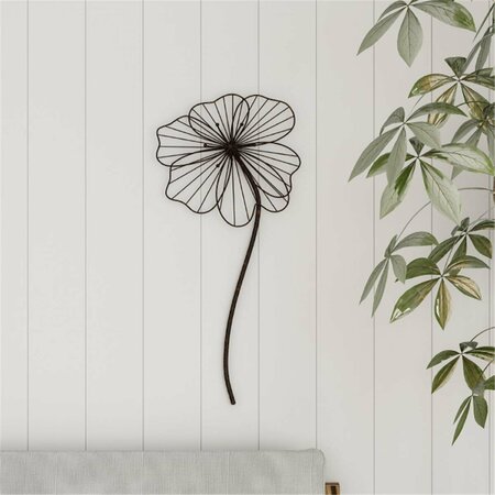 DAPHNES DINNETTE Rustic Metal Wire Stemmed Flower Sculpture Hanging Accent Art - Brown DA3238863